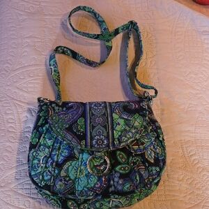 Vera Bradley Blue and Green Patterned Crossbody Bag
